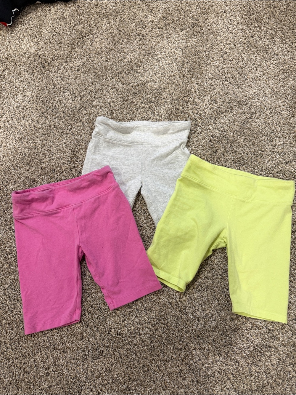 Bundle Little Girls' Biker Shorts Trio - Pink, Gray, Yellow-Green Small  5/6